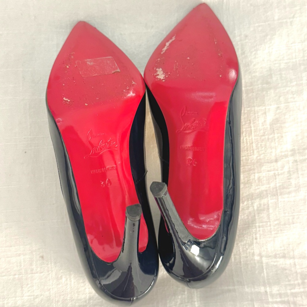 Christian Louboutin New Decol Tissimo 100 Patent BL5J Navy Sz 36 - Picture 6 of 8